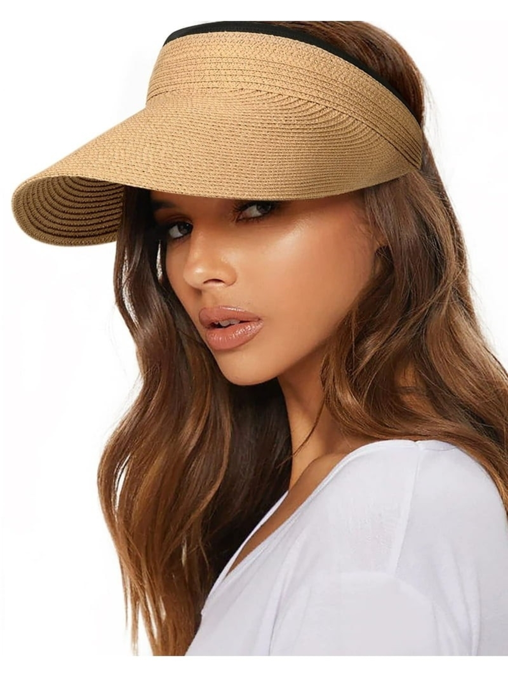 Furtalk Straw Visor Sun Hat - Tan